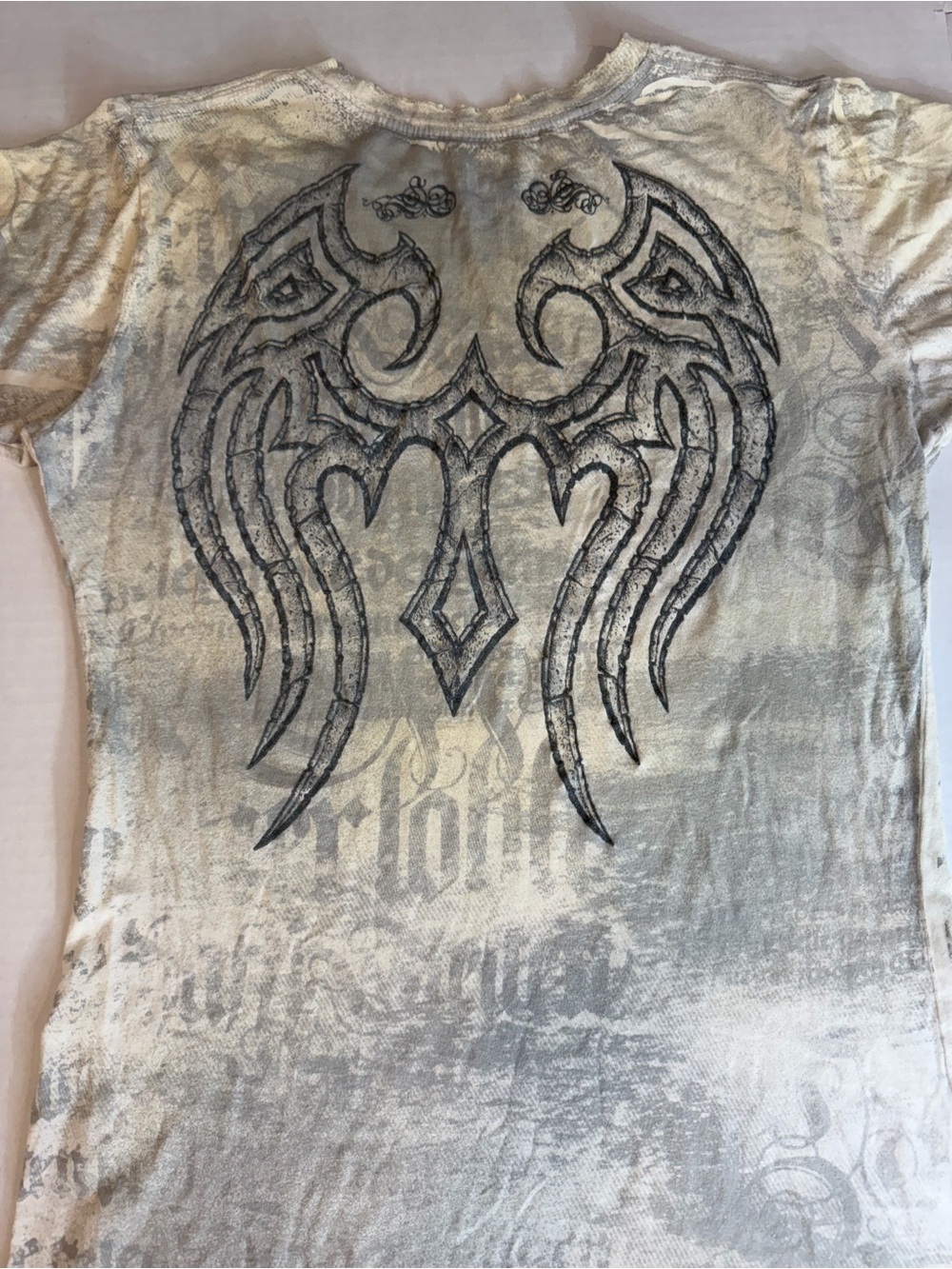 Sinful Affliction Love & Pride Vintage Y2K Tee Cream Gray XL - Picture 4 of 9